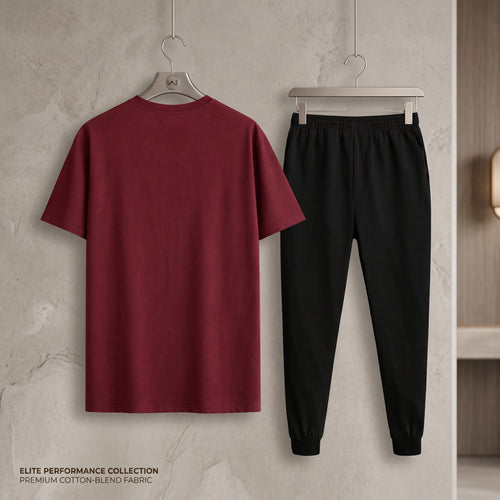 Audi Logo Tracksuit for Men & Women Maroon Black 2 Piece Set