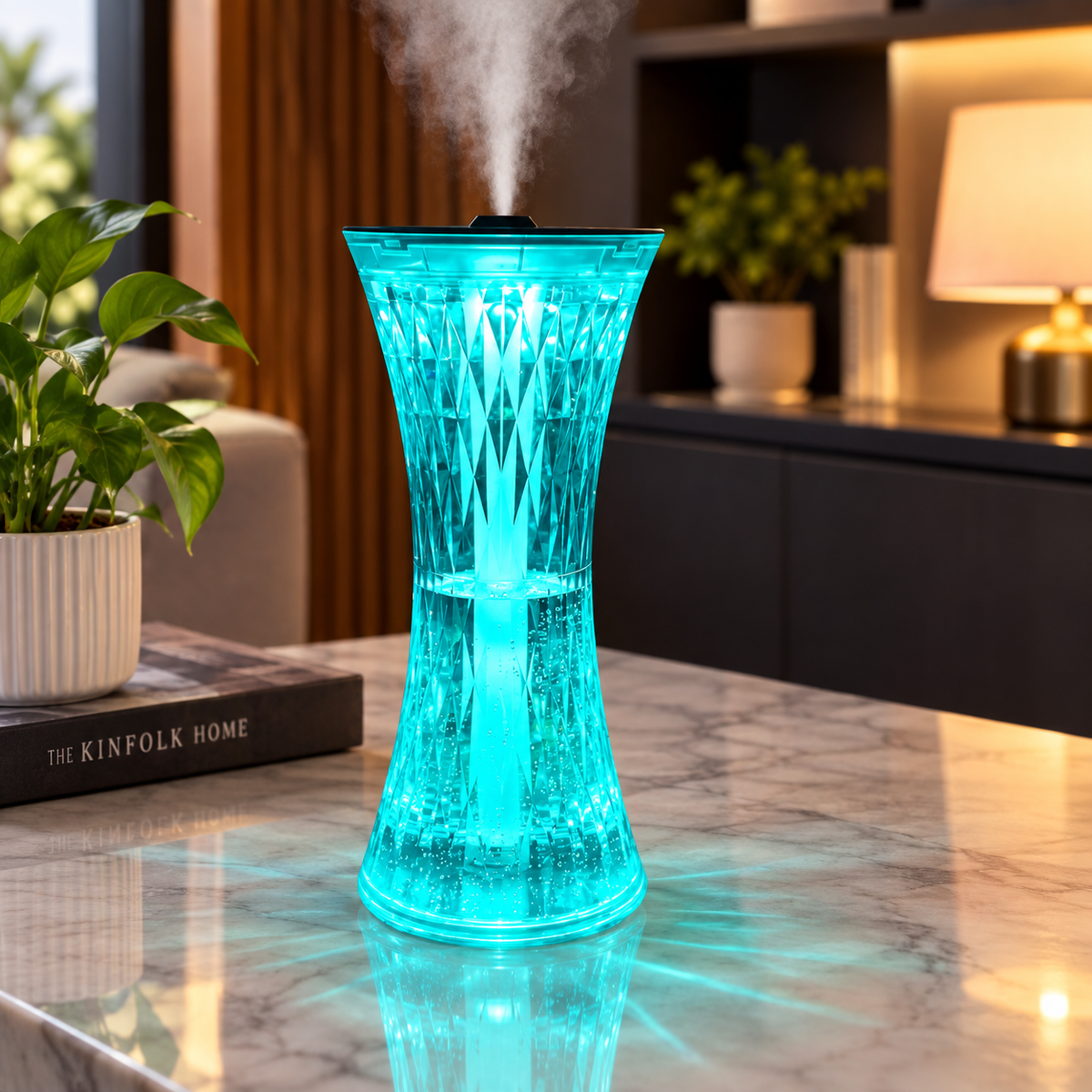 Crystal LED Air Humidifier with 7 Color Night Light – Quiet 360° Mist