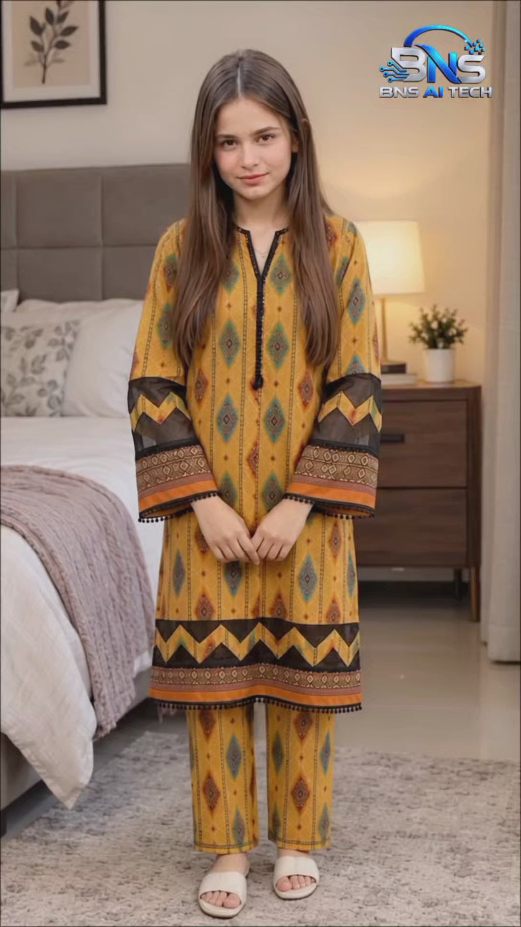 Women's 2 Piece Stitched Cotton Printed Suit, Shirt & Trouser